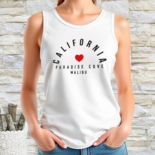 NWT CALIFORNIA LOVE PARADISE MALIBU WOMEN'S GRAPHIC COTTON SLEEVELESS TANK TOP