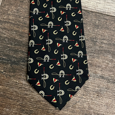 Polo Ralph Lauren For Mark Shale Mens Necktie Equestrian Print Tie USA Hand Made