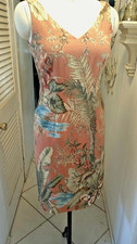 TALBOTS TROPICAL  PRINT sz 4 FITTED DRESS COTTON W/ LINING
