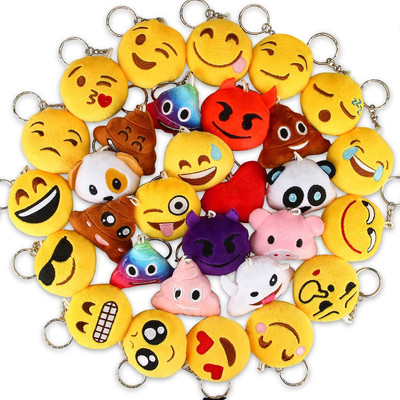 Emoticon Keychains,  Mini Emoticon Plush Party Favors Valentine' S Day Gifts Bir