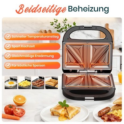 SUPERLEX Elektrischer Sandwichmaker Sandwichtoaster BPA frei Heizt Schnell Auf