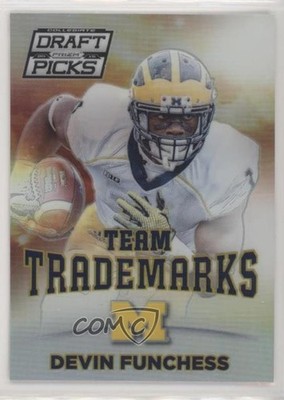 2015 Prizm Collegiate Draft Picks Team Trademarks Devin Funchess Rookie RC wd9