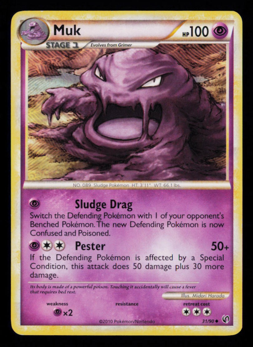 Muk 31/90 Uncommon HGSS Undaunted Pokemon Moderately Played