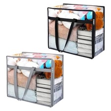3 Pack Bedding and Blanket Storage Bags with Clear PVC Construction