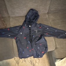 Columbia Hooded Zip rain Jacket Unisex Kids L 14/16 Navy Blue Sasquatch