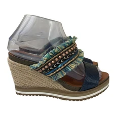 Patrizia Spring Step Wedge Sandals Embellished Beaded Fringe Cork Espadrille 37