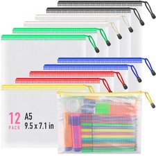 12 PCS Zipper Pouch 9.5x7.1 In Storage Bags Pencil Office Supplies Travel