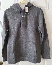NWT UNDER ARMOUR women's Rival fleece hoodie gray XS embroid logo, pocket