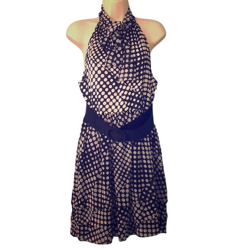 F21 Foreverr 21 Polka Dot Chiffon Dress NWT Size Large Neck Tie Belted - 第 1/8 張圖片