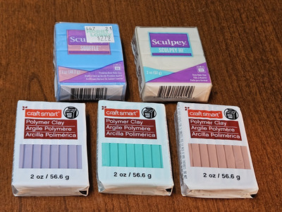 Qty 5 colors polymer clay lot set mold sculpt bake clay jewelry craft
