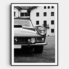 Classic Italian Sports Car Front Detail Black and White Poster