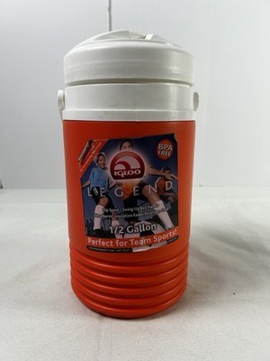 NOS Igloo 1/2 Half Gallon Flip Spout Water Jug Beverage Cooler Orange & White
