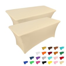2 Pack 4FT Table Cloth for Rectangular Fitted Events 4 Ft - 2 Pcs Champagne