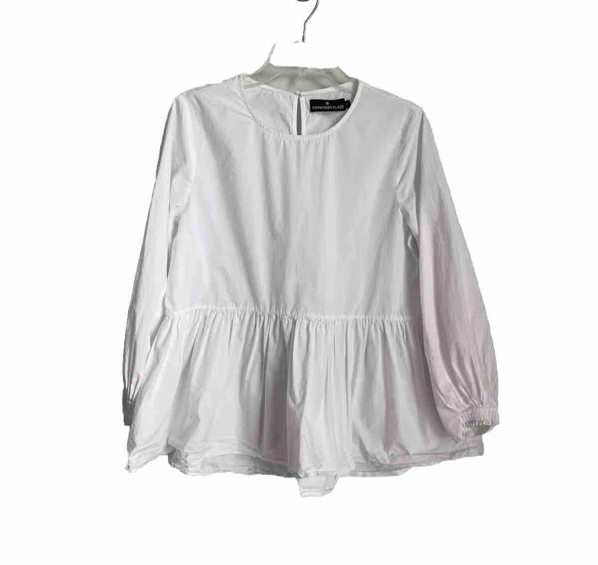 Top Pomander Place Tuckernuck Blanco Olivia Peplum Manga Larga Talla Mediana