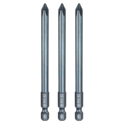 3pcs PH1 Phillips Screwdriver Bit 1/4'' Shank 4'' Long 0.24'' Rod Magnetic S2 Steel