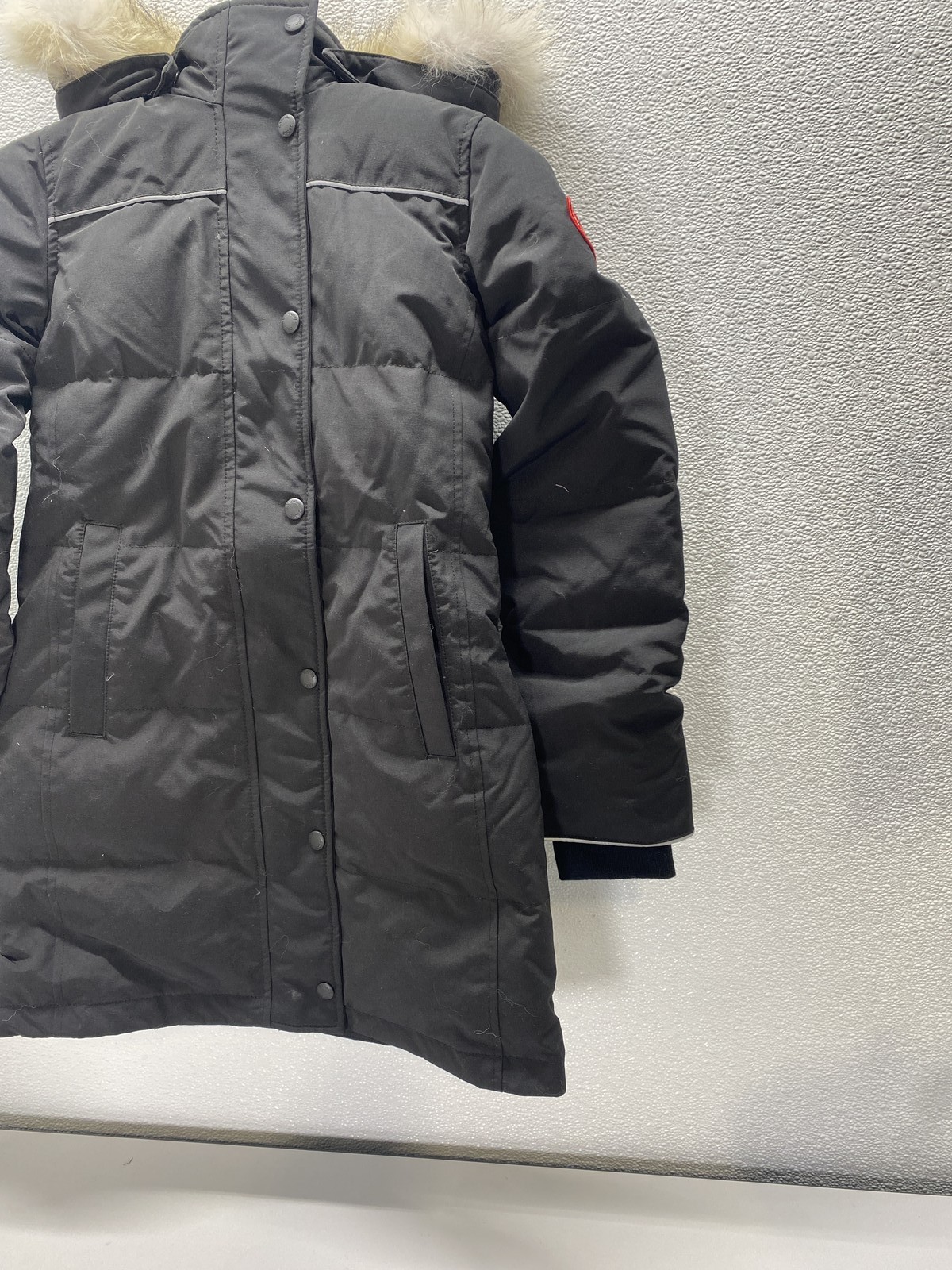 Canada Goose Girls Youth Juniper Real Fur Trim Winter Coat Size M(10-12) Black thumbnail 2