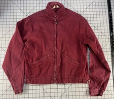 Vintage 50s 60s Penneys Corduroy Jacket Side Cinch Buckle Sanforized Dusty Red M