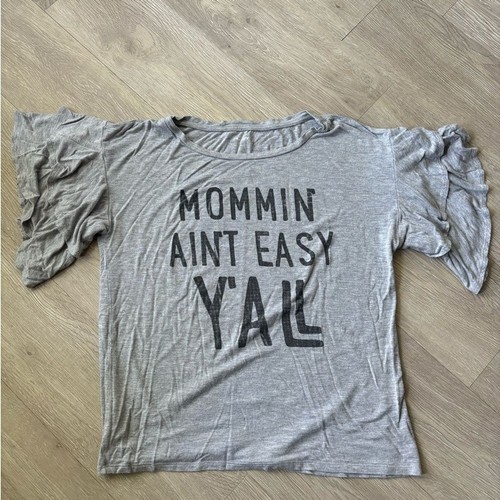 Alya “Mommin’ Ain’t Easy Y’all” ruffle sleeve top Small