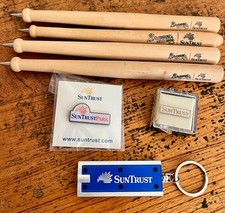 SUNTRUST Pins, Key Chain Flashlight & ATLANTA BRAVES Wooden Pens