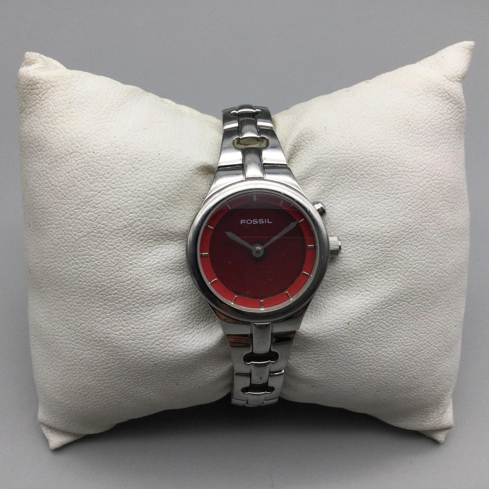 Reloj Fossil Big Tic Mujer 24mm Tono Plateado ES-9651 Círculo Batería Nueva 5.75" Foto 2 de 4