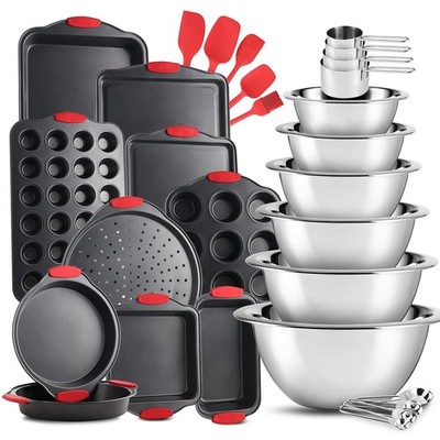 EatEx Bakeware Sets and Mixing Bowl Non-Stick Baking Sheet with Utensils Carbon