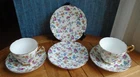 2 x Vintage 1950s Regency china tea cup saucer & plate chintz floral pattern