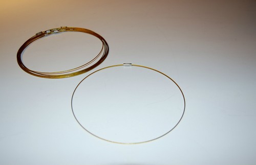 18" .8mm Gold Color Coated Cable Choker with Screw Clasp Can Trim for Anklet - Picture 2 of 3