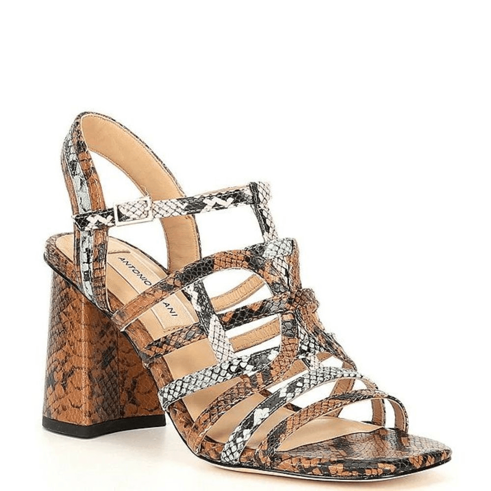 Antonio Melani Snake Print Leather Woven Strappy Sandal  display picture 2