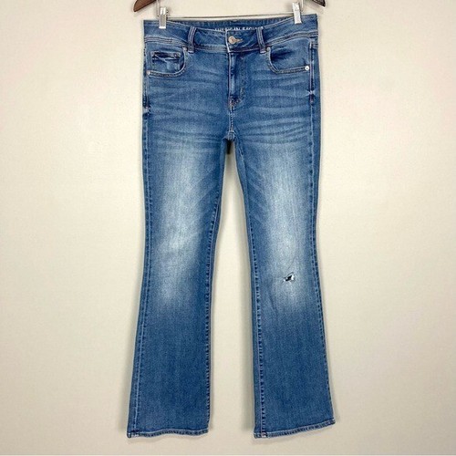 American Eagle Kick Boot Jeans Women’s Size 10 Mid Rise Distressed Boho