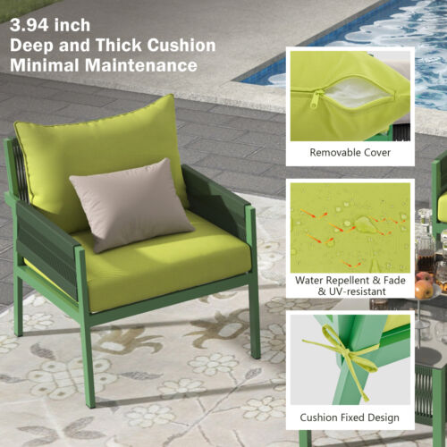 4-Piece Rope Patio Furniture Set, Outdoor Furniture with Tempered Glass Table - Picture 5 of 22
