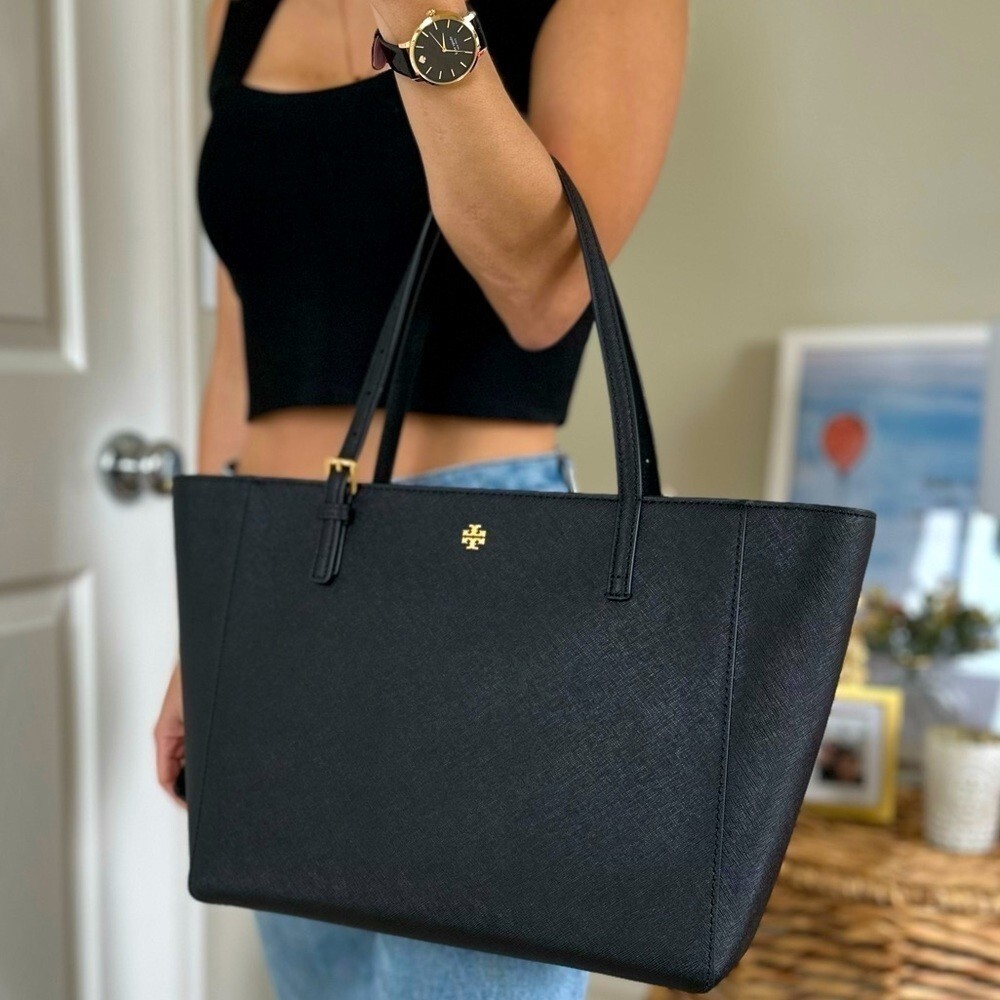 New Tory Burch tote bag crossbody black gold-tone hardware New Tory Burch tote bag crossbody black gold-tone hardware