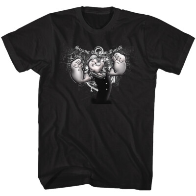 Popeye The Sailor Man Cartoon Flexing Strong To The Finish Men's T Shirt 