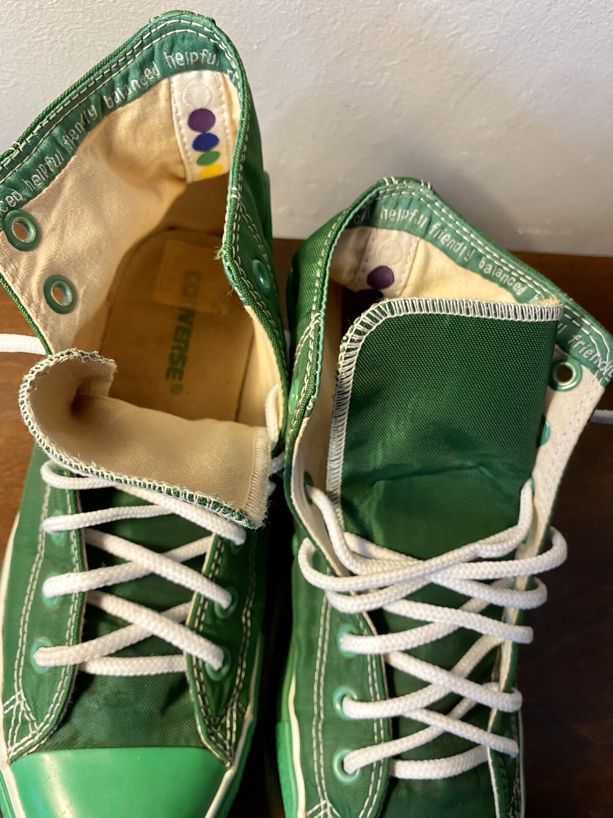 Green Converse High Top Sneakers Unisex Rare - image 3