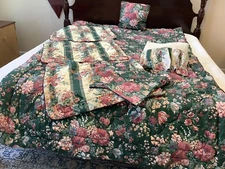 VTG Croscill Granada Green Floral Twin 8 Pc Comforter Bedroom Set Excellent Cond