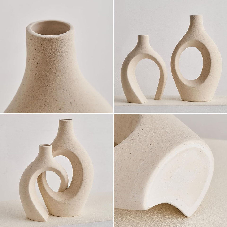 Tall White Ceramic Flower Vases Crossed Flower Vase Set of 2 Modern