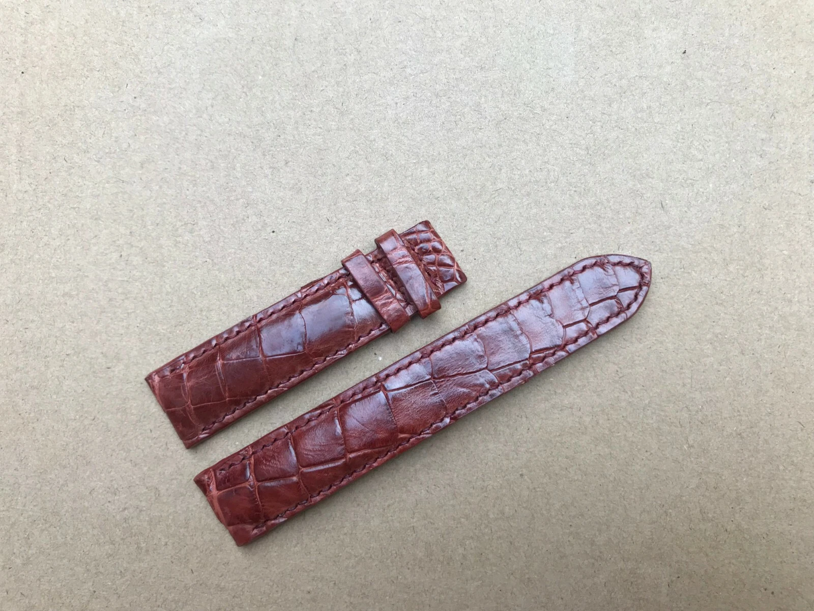 20mm/18mm Brown Alligator Crocodile Embossed Leather Watch Strap Band