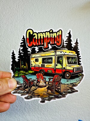 Camping Pine Tree Hiking Big Foot Sticker Fly fishing Camp Fire Fishing Decal
