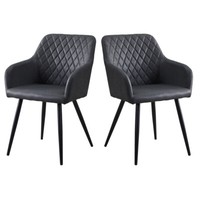 Set of 2 Armchairs Dining Chairs with Arms Velvet PU Faux Leather Chairs Kitchen