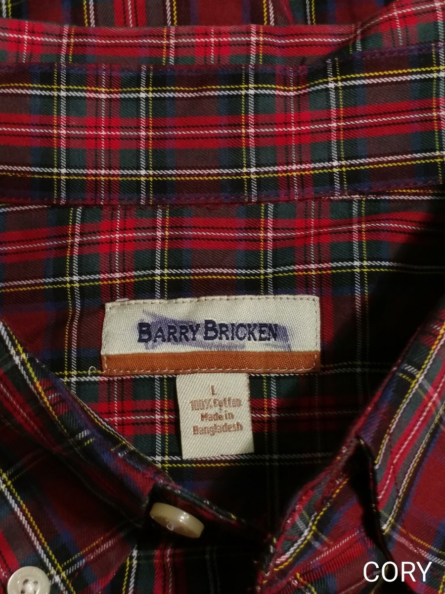 Men's BARRY BRICKEN SHIRT Size L PLAID&CHECK button front