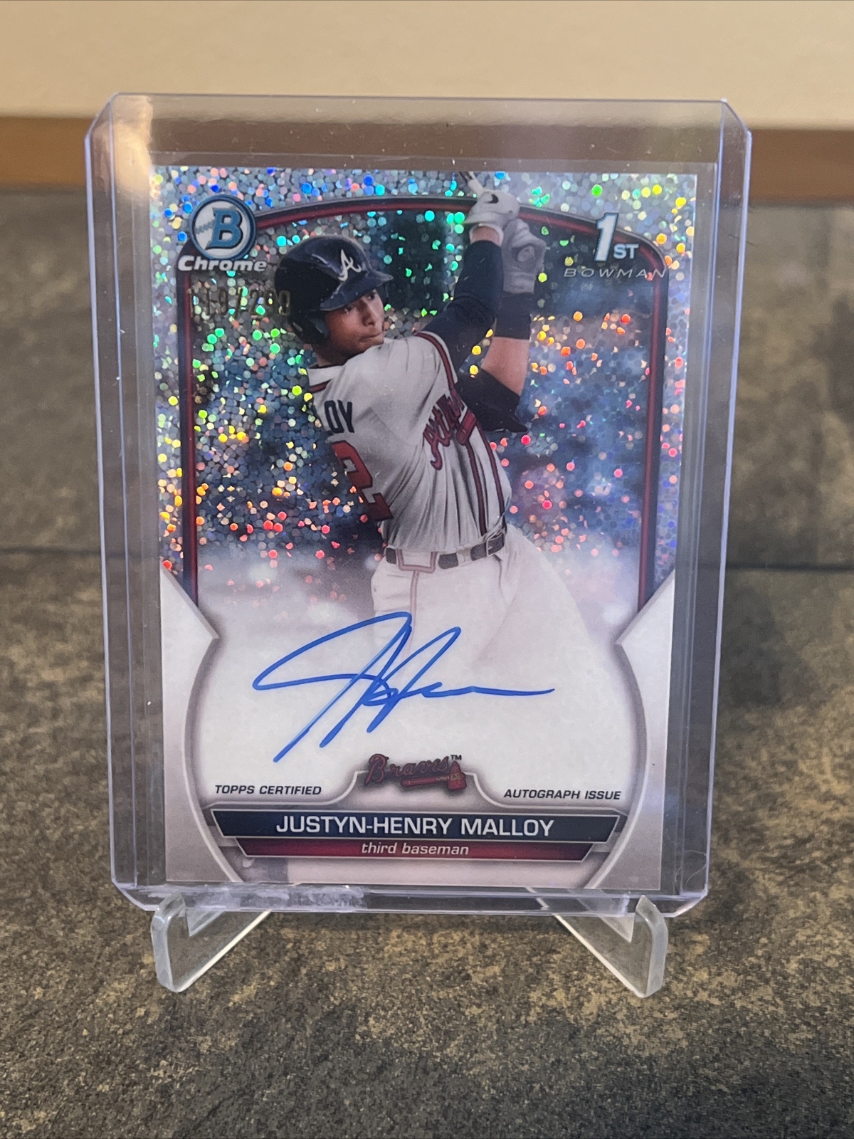 2023 Bowman Chrome Justyn-Henry Malloy Braves Speckle Refractor 1st Auto /299