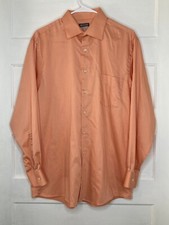 Chaps Van Heusen Lot of 2 Dress Shirts Orange Tan Mens Button Down 16-16.5 32/33