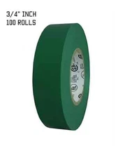 TapesSupply 100 ROLLS GREEN ELECTRICAL TAPE 3/4" X 66 FT (FULL CASE)
