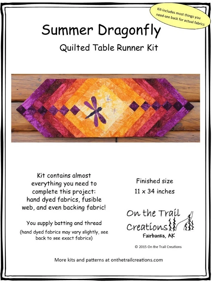 Kit Trapunta Runner da Tavolo On The Trail Creations Summer Dragonfly - Berretto Nelson - Immagine 3 di 4
