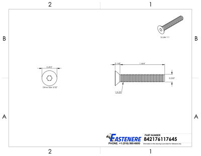 1/4-20 Flat Head Socket Cap Screws Allen Bolts Stainless Steel