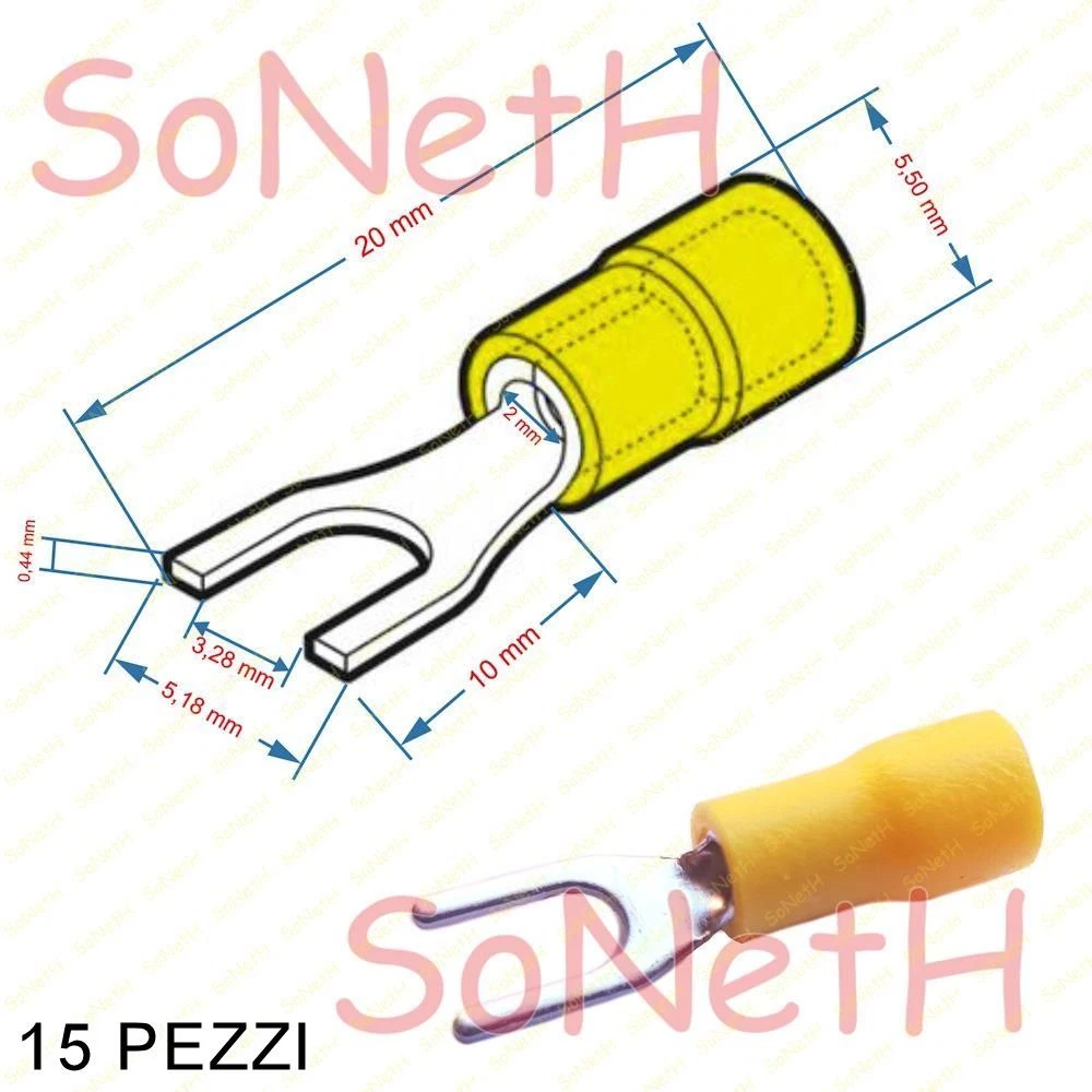 Capicorda terminale a forca isolato foro mm.6 cavo 6mmq. (n.20 pezzi Capicorda terminale a forca isolato foro mm.6 cavo 6mmq. (n.20 pezzi