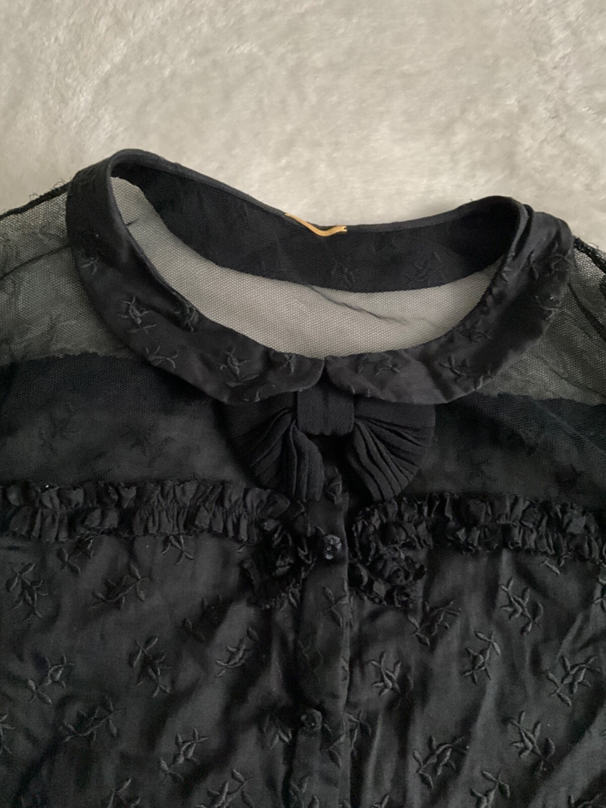 Saint Laurent Paris mini abito in tulle cotone ricamato nero taglia F 38 o 6 US