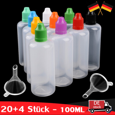 20 Stück 100ML PE Flasche Liquidflasche Leerflasche Dropper Bottle Tropfflaschen