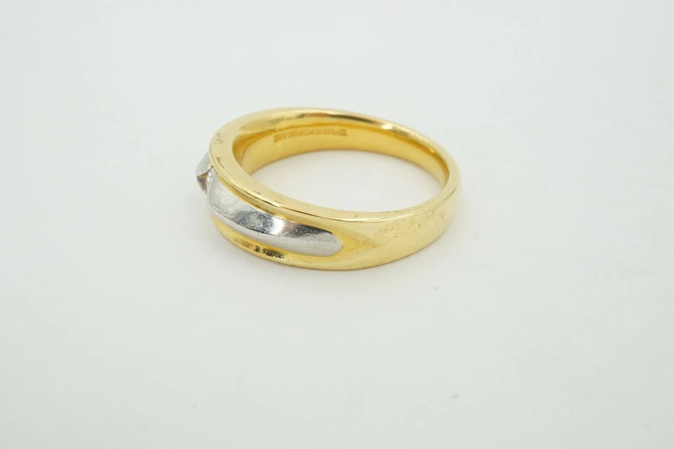 Alianza de boda de oro amarillo de 18k y platino de diamantes de 0,20 quilates para hombre talla 10 Foto 3 de 4