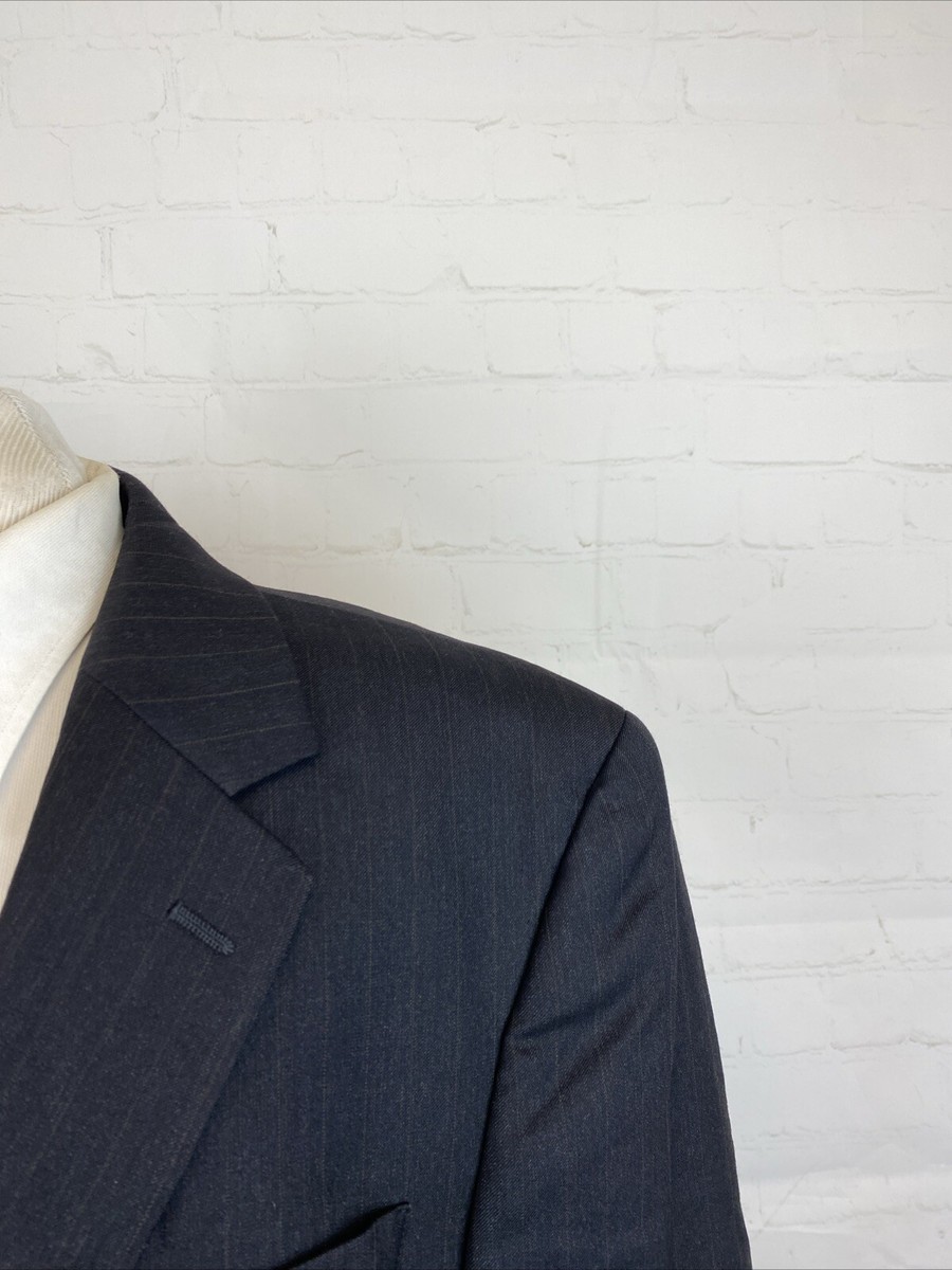 Jos A. Bank Men's Ash Black Striped 100% Wool Blazer 43R $595 Two