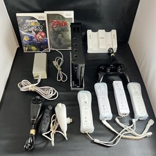 Nintendo Wii Black RVL-001 Mario Zelda Controllers joystick charger Bundle